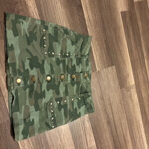 Justice Green Camouflage Skirt with Gold Accents
